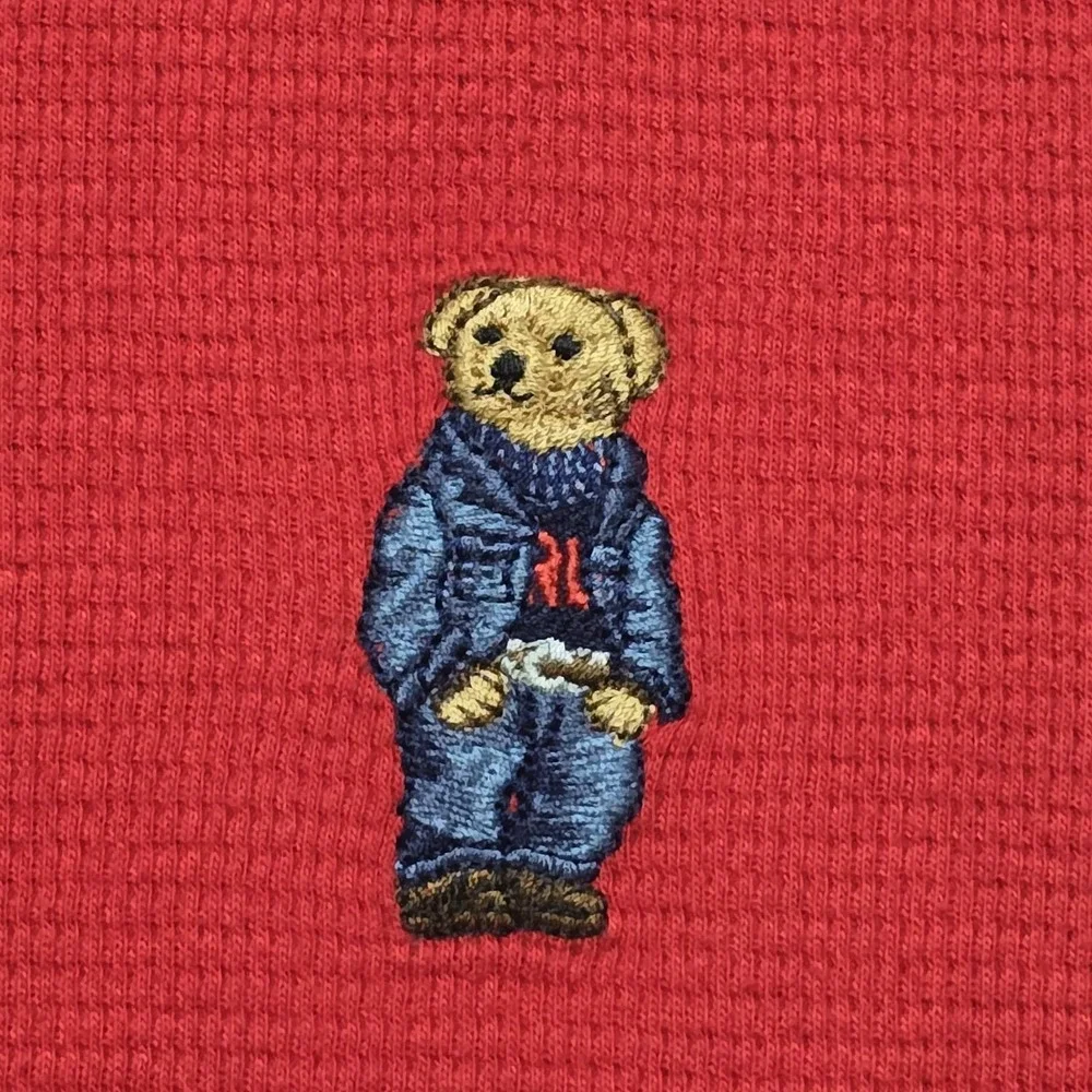 Polo Ralph Lauren Men's Size M Denim Polo Bear L/S Waffle Knit Thermal T-Shirt